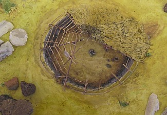 Overhead photo of a round house excavated in Ardnave 1976.