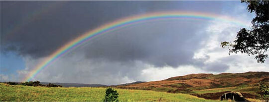 A photo of a rainbow over Islay.