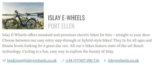 Islay E-Wheels example ad
